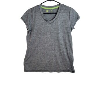 Womens Heather Gray V-Neck Activewear Tee By Xersion‎